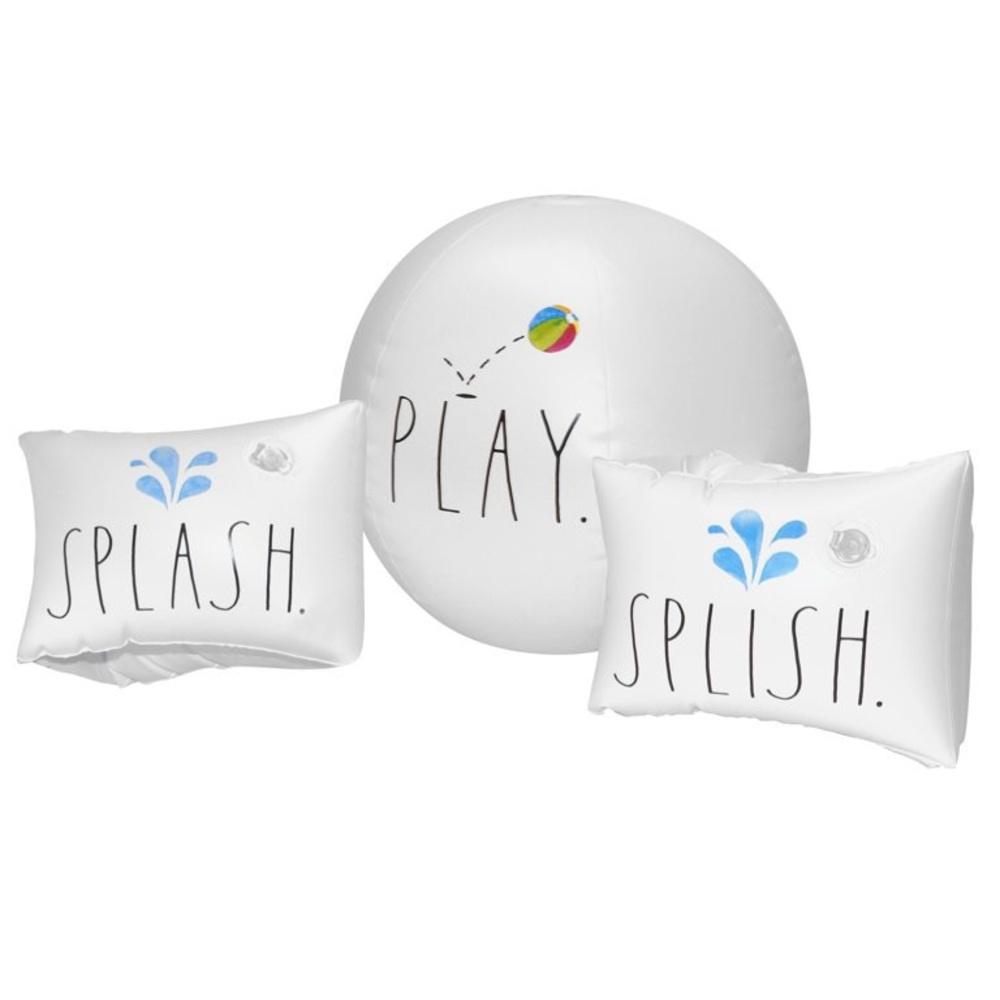 NIB play beach ball & splish splash water wings by rae dunn outdoor collection